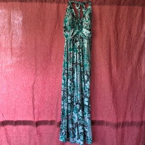 Gorgeous green/black halter long dress.